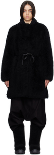 Черное пальто с поясом Yves Salomon - Meteo