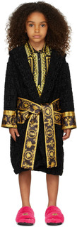 Детский банный халат с капюшоном I Heart Baroque Black I Heart Versace