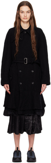Черное двубортное пальто Black Comme des Garçons