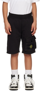 Детские черные шорты карго Stone Island Junior