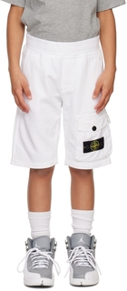 Детские белые шорты карго Stone Island Junior