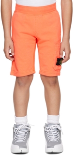 Детские оранжевые шорты с нашивками Stone Island Junior