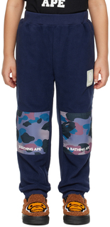 Детские темно-синие брюки с камуфляжной сеткой BAPE