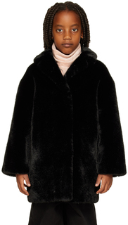 Детское пальто Camille из искусственного меха черного цвета Stand Studio
