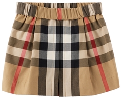 Бежевая юбка в клетку с эффектом преувеличения Baby Beige Burberry