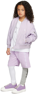 Детская фиолетовая куртка-бомбер из мятого нейлона MM6 Maison Margiela
