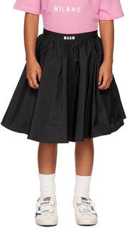 Детская черная плиссированная юбка MSGM Kids
