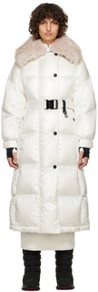 Белый длинный пуховик из шамойли Moncler Grenoble