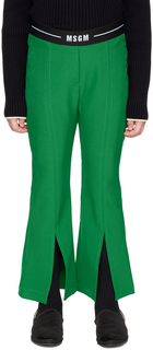 Детские зеленые расклешенные брюки MSGM Kids