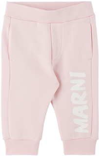 Детские розовые спортивные штаны с логотипом Marni