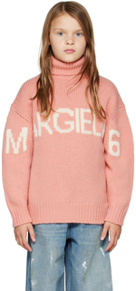Детская розовая водолазка вязки интарсия MM6 Maison Margiela