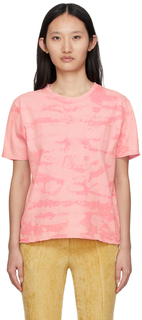 Розовая однотонная футболка с карманом ERL