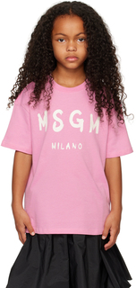 Детская розовая футболка с логотипом MSGM Kids