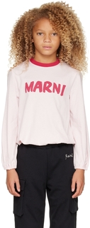 Детская розовая футболка с логотипом Brush Marni