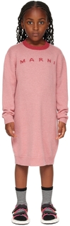 Детское розовое платье с логотипом Marni