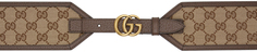 Коричнево-бежевый широкий ремень с узором GG Marmont Gucci