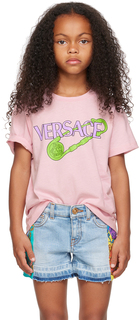Детская розовая футболка с логотипом Versace