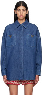 Синяя джинсовая рубашка на пуговицах Valentino