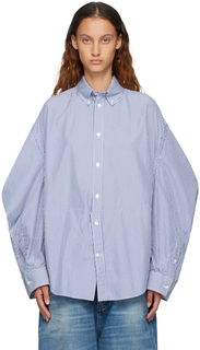 Синяя рубашка с перекрученным рукавом Balenciaga