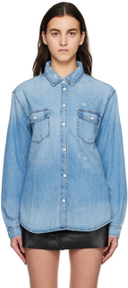 Синяя джинсовая рубашка с эффектом потертости FRAME