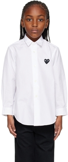 Детская белая рубашка \Черное сердце\&quot;&quot; Comme des Garçons Play