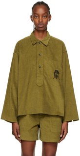 Жокейская рубашка цвета хаки Bode