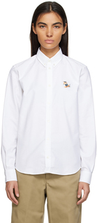 Белая классическая рубашка с лисой Maison Kitsuné