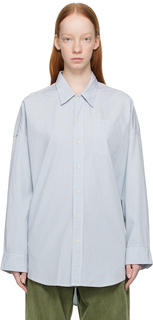 Синяя рубашка с вырезом под горло R13
