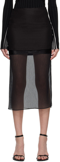 Черная комбинированная юбка-миди Helmut Lang