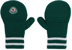 Детские зеленые перчатки с нашивкой-логотипом Moncler Enfant