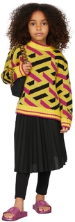 Детский желтый жаккардовый свитер с монограммой Versace