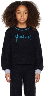 Детский темно-синий свитер с вышивкой Marni