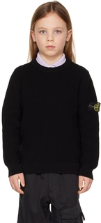 Детский черный свитер, окрашенный в готовом виде Stone Island Junior
