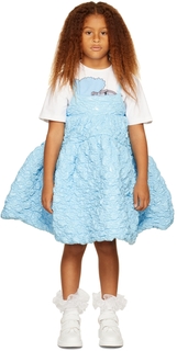 Детское голубое многоярусное платье с пузырьками CRLNBSMNS