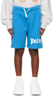Детские синие шорты с логотипом Palm Angels