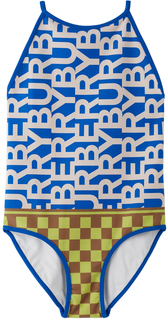 Детский синий купальник с логотипом Burberry
