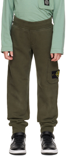 Детские спортивные штаны цвета хаки Stone Island Junior