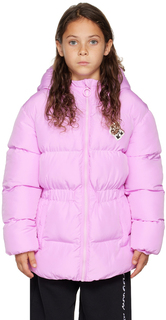 Детская розовая куртка-пуховик с закругленными углами Off-White