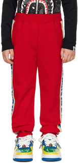 Детские красные спортивные штаны с цветными блоками BAPE