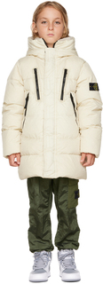 Детская жатая пуховая куртка Off-White Stone Island Junior