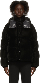 Черная бархатная пуховая куртка Daos Moncler
