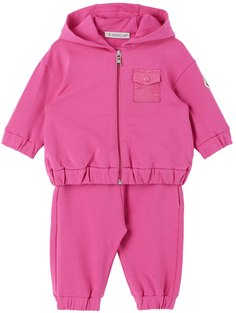 Детские розовые худи и брюки для отдыха на молнии Moncler Enfant