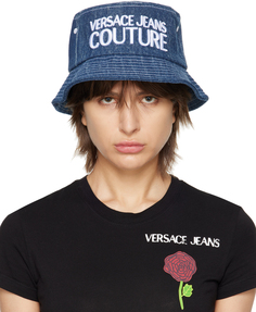 Темно-синяя панама с логотипом Versace Jeans Couture