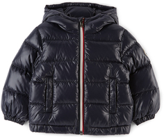 Темно-синяя пуховая куртка Baby Aubert Moncler Enfant