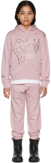 Детский розовый спортивный костюм с вышивкой Moncler Enfant