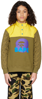 Детская толстовка цвета хаки с головой обезьяны BAPE