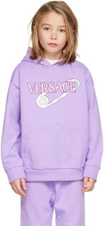 Фиолетовое худи для детей с английской булавкой Versace