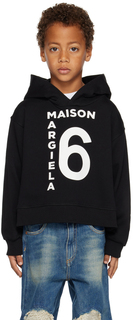 Детская черная толстовка с принтом MM6 Maison Margiela