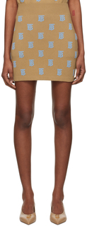 Светло-коричневая мини-юбка с монограммой Burberry
