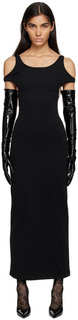 Черное платье-макси с вырезом Gucci